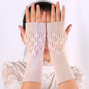 Зимни топли плетени ръкавици без пръсти за жени Акрилни разтегливи ръкавици с половин пръст Ръкавица за плетене на една кука Изкуствени ръкавици за момичета
