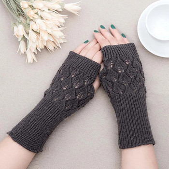 Зимни топли плетени ръкавици без пръсти за жени Акрилни разтегливи ръкавици с половин пръст Ръкавица за плетене на една кука Изкуствени ръкавици за момичета