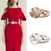 Γυναικείες ελαστικές ζώνες με στρογγυλή πόρπη για γυναίκες Μεταλλική χρυσή ασημένια αλυσίδα με αλυσίδα Cummerbund Γυναικεία φορέματα με ζώνη λουράκι