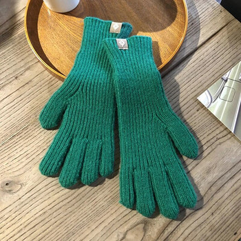 Модни плетени ръкавици със сензорен екран Дамски зимни ръкавици Топли ръкавици за езда Плътни пухкави работни ръкавици Y2k Harajuku Kawaii ръкавици