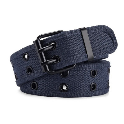Brit stílusú férfi öv, nylon szövésű öv lyukas férfi deréköv nadrághoz farmernadrág nadrág ötvözet dupla tűs csatos derékpánt
