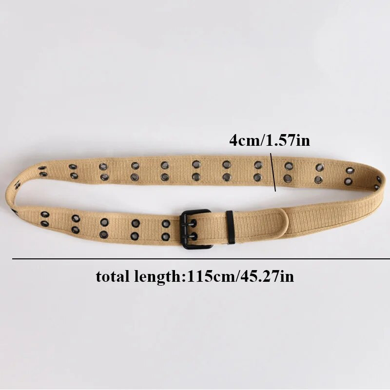 Brit stílusú férfi öv, nylon szövésű öv lyukas férfi deréköv nadrághoz farmernadrág nadrág ötvözet dupla tűs csatos derékpánt