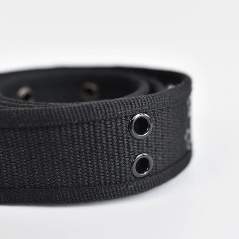 Brit stílusú férfi öv, nylon szövésű öv lyukas férfi deréköv nadrághoz farmernadrág nadrág ötvözet dupla tűs csatos derékpánt
