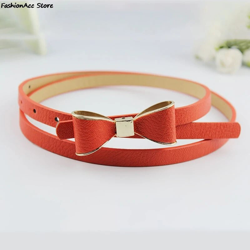 PU bőr női vékony pillangós masni deréköv dorruha keskeny vékony derékpánt