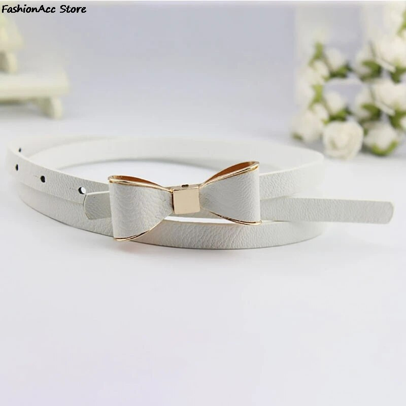 PU bőr női vékony pillangós masni deréköv dorruha keskeny vékony derékpánt