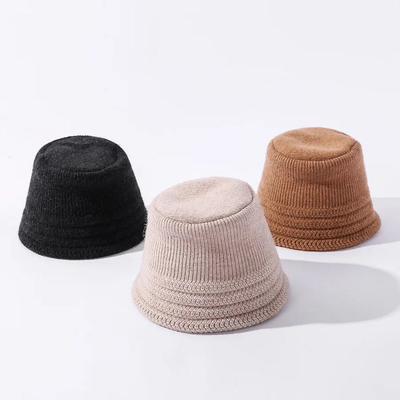 Jesen i zima nova pletena ribarska kapa čiste boje za slobodno vrijeme, svestrana debela topla kapa za zaštitu ušiju