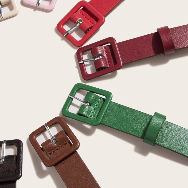 Novi ženski remen Odjevni remen od PU kože Modni četvrtasti remen s kopčom Ležerne hlače Remen za dodatke Bijelo Bež Zeleno