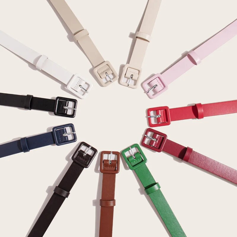 Novi ženski remen Odjevni remen od PU kože Modni četvrtasti remen s kopčom Ležerne hlače Remen za dodatke Bijelo Bež Zeleno