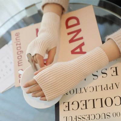 Γάντια με μισό δάχτυλο Handschoenen για γυναίκες Χειμερινό μαλακό ζεστό μαλλί πλέξιμο βραχίονα Κοντό ζεστό γάντια χωρίς δάχτυλα Unisex