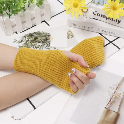 Γάντια με μισό δάχτυλο Handschoenen για γυναίκες Χειμερινό μαλακό ζεστό μαλλί πλέξιμο βραχίονα Κοντό ζεστό γάντια χωρίς δάχτυλα Unisex