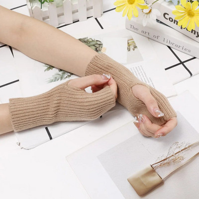 Γάντια με μισό δάχτυλο Handschoenen για γυναίκες Χειμερινό μαλακό ζεστό μαλλί πλέξιμο βραχίονα Κοντό ζεστό γάντια χωρίς δάχτυλα Unisex