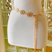 NAVAJO MEDALJON REMEN Vintage jugozapadno zlato 90-ih, filigranski metalni medaljon s okruglim žigom Concho lančić, remen Nakit i dodatak