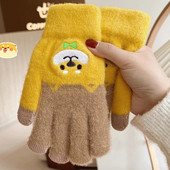 Unisex slatke rukavice s printom za pse, mobilni telefon, pletene rukavice s dodirnim zaslonom, zimske, debele i tople, meke pahuljaste rukavice za odrasle, muške, ženske