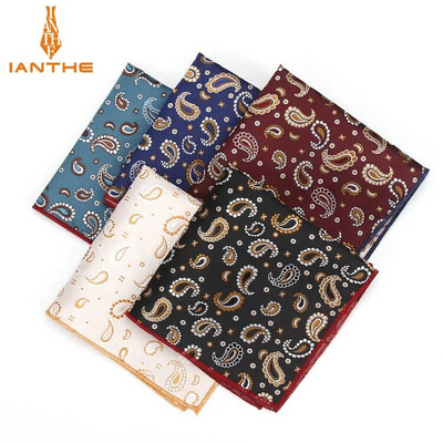 Luksusa vintage vīriešu Paisley poliestera zīda Hanky Gentleman līgavaiņa kabatas kvadrātveida kabatlakats Paisley kāzu klasiskā ballītes dāvana
