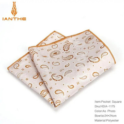 Luksuzni vintage muški Paisley poliester svileni džentlmenski džepni rupčić za mladoženju Paisley vjenčani klasični poklon za zabavu