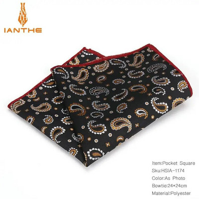 Luksuzni vintage muški Paisley poliester svileni džentlmenski džepni rupčić za mladoženju Paisley vjenčani klasični poklon za zabavu