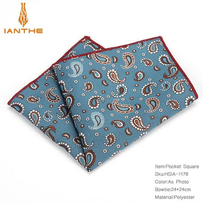 Luksuzni vintage muški Paisley poliester svileni džentlmenski džepni rupčić za mladoženju Paisley vjenčani klasični poklon za zabavu