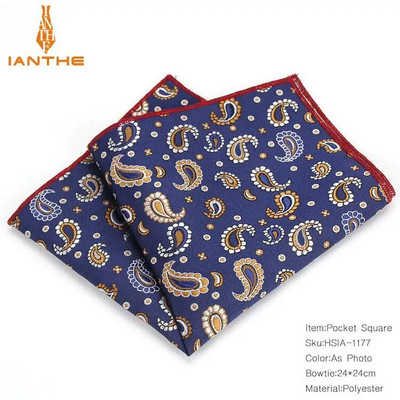 Luksuzni vintage muški Paisley poliester svileni džentlmenski džepni rupčić za mladoženju Paisley vjenčani klasični poklon za zabavu