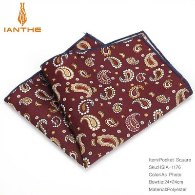 Luksuzni vintage muški Paisley poliester svileni džentlmenski džepni rupčić za mladoženju Paisley vjenčani klasični poklon za zabavu