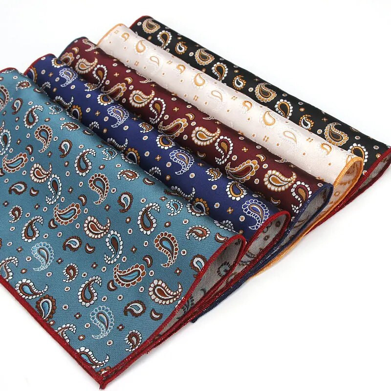 Luksuzni vintage muški Paisley poliester svileni džentlmenski džepni rupčić za mladoženju Paisley vjenčani klasični poklon za zabavu