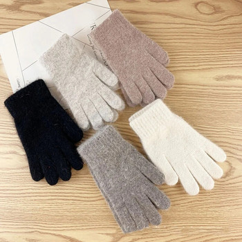 2022 Нови еластични ръкавици с цели пръсти Топли дебели велосипедни шофиращи модни жени Мъжки зимни топли плетени вълнени ръкавици за открито