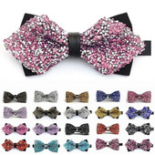 Strasszból készült csokornyakkendő férfiaknak csillogó kristálygalléros csokornyakkendő luxus esküvői bankett parti Bling pillangós csokornyakkendő vőlegény csokornyakkendő