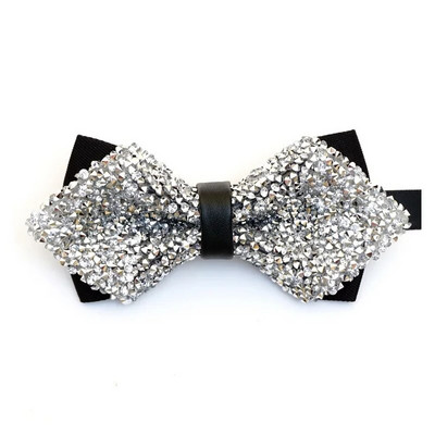 Strasszból készült csokornyakkendő férfiaknak csillogó kristálygalléros csokornyakkendő luxus esküvői bankett parti Bling pillangós csokornyakkendő vőlegény csokornyakkendő