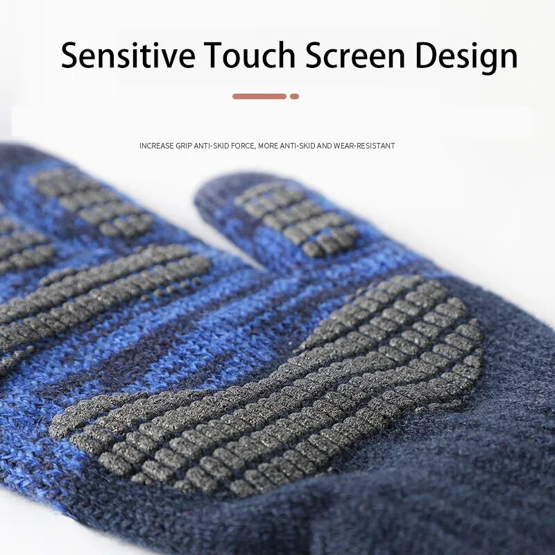 Ziemas cimdi vīriešiem Trikotāžas Liela izmēra silti Cimdi Riteņbraukšanai Vīriešu Biroja flīsa Neslīdošs skārienekrāna Akrils Mīksti Biezi Cimdi