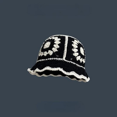 Ručno izrađena heklana kapa s kantom za djevojčice, korejske vruće putne panamske kape za plažu, dizajn pletene kape, zimska kapa, vunena topla kapa