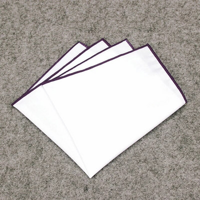 Vyriška balta kišeninė kvadratinė medvilninė nosinaitė ekologiška balta Hankies spalvotas kraštas vientisos spalvos minkštas