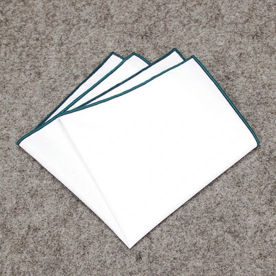 Vyriška balta kišeninė kvadratinė medvilninė nosinaitė ekologiška balta Hankies spalvotas kraštas vientisos spalvos minkštas