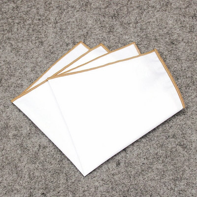 Vyriška balta kišeninė kvadratinė medvilninė nosinaitė ekologiška balta Hankies spalvotas kraštas vientisos spalvos minkštas