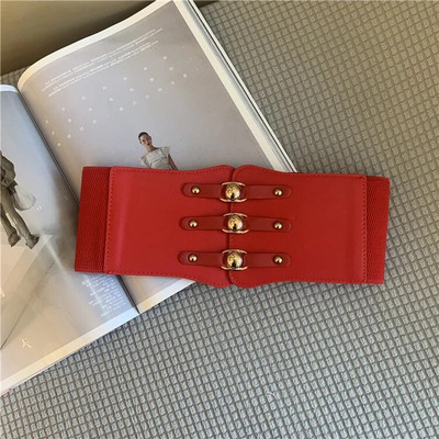 Σούπερ φαρδιά ζώνη μέσης για γυναίκες PU Δερμάτινο σώμα αδυνατίσματος Γυναικεία ζώνη φορέματος ελαστική λευκή μαύρη ζώνη κορσέ γυναικεία ζώνη