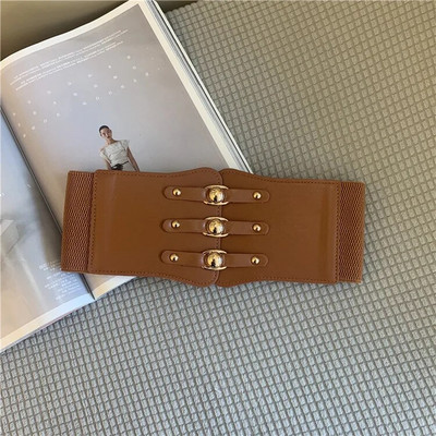 Σούπερ φαρδιά ζώνη μέσης για γυναίκες PU Δερμάτινο σώμα αδυνατίσματος Γυναικεία ζώνη φορέματος ελαστική λευκή μαύρη ζώνη κορσέ γυναικεία ζώνη