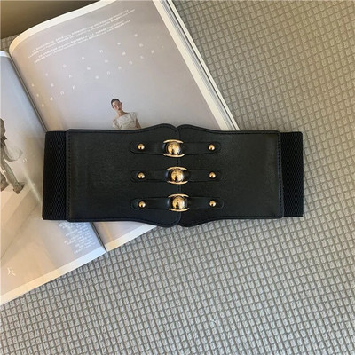 Σούπερ φαρδιά ζώνη μέσης για γυναίκες PU Δερμάτινο σώμα αδυνατίσματος Γυναικεία ζώνη φορέματος ελαστική λευκή μαύρη ζώνη κορσέ γυναικεία ζώνη