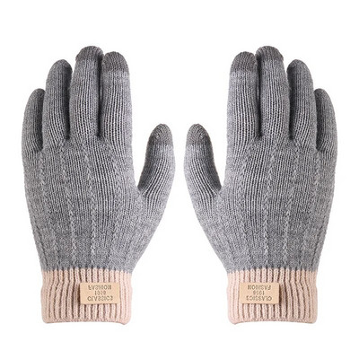 Rudens ziemas silti adīti pilni pirksti cimdi vienkrāsaini vilnas skārienekrāna dūraiņi plīša, biezināti, mīksti riteņbraukšanas cimdi