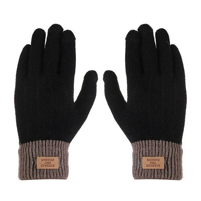 Rudens ziemas silti adīti pilni pirksti cimdi vienkrāsaini vilnas skārienekrāna dūraiņi plīša, biezināti, mīksti riteņbraukšanas cimdi