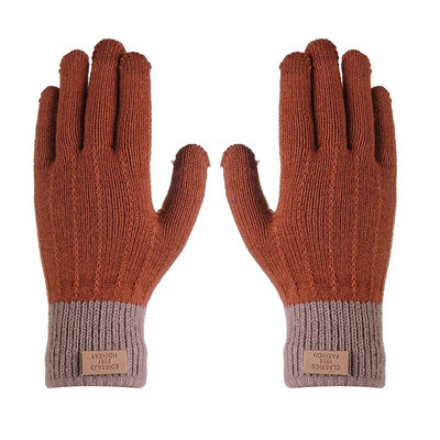 Rudens ziemas silti adīti pilni pirksti cimdi vienkrāsaini vilnas skārienekrāna dūraiņi plīša, biezināti, mīksti riteņbraukšanas cimdi