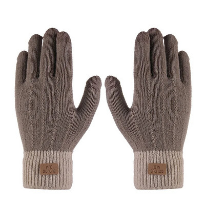 Rudens ziemas silti adīti pilni pirksti cimdi vienkrāsaini vilnas skārienekrāna dūraiņi plīša, biezināti, mīksti riteņbraukšanas cimdi