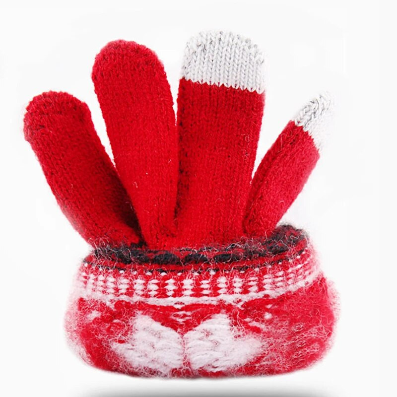 Nove zimske rukavice s ekranom osjetljivim na dodir za žene, muškarce, zadebljane tople, rastezljive pletene rukavice s otisnutim pahuljama, vunene rukavice s punim prstima