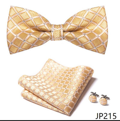 2023 Új dizájn Jacquard ünnepi pillangó csokornyakkendő négyzet alakú szett csokornyakkendő zsebkendő mandzsettagomb férfi ing kiegészítők