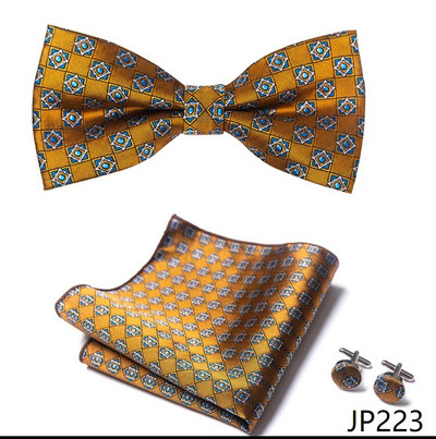 2023 Új dizájn Jacquard ünnepi pillangó csokornyakkendő négyzet alakú szett csokornyakkendő zsebkendő mandzsettagomb férfi ing kiegészítők