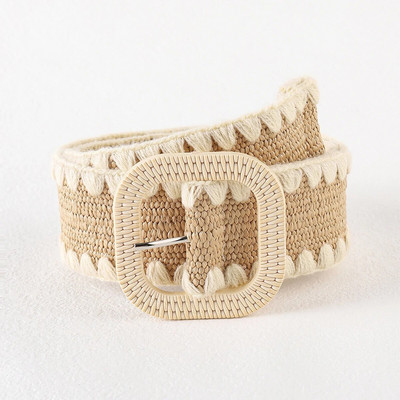 Novi boho ženski pojasevi s kopčom za proljeće ljeto, modni ženski pleteni široki remen, dizajnerski tkani elastični PP pojas od slame i trave