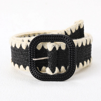 Novi boho ženski pojasevi s kopčom za proljeće ljeto, modni ženski pleteni široki remen, dizajnerski tkani elastični PP pojas od slame i trave