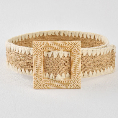 Novi boho ženski pojasevi s kopčom za proljeće ljeto, modni ženski pleteni široki remen, dizajnerski tkani elastični PP pojas od slame i trave