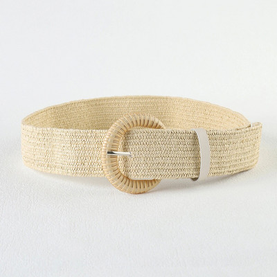 Novi boho ženski pojasevi s kopčom za proljeće ljeto, modni ženski pleteni široki remen, dizajnerski tkani elastični PP pojas od slame i trave