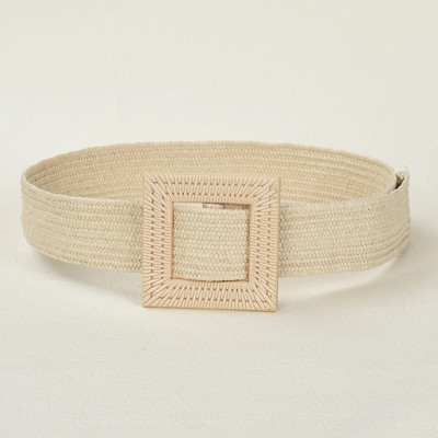 Novi boho ženski pojasevi s kopčom za proljeće ljeto, modni ženski pleteni široki remen, dizajnerski tkani elastični PP pojas od slame i trave