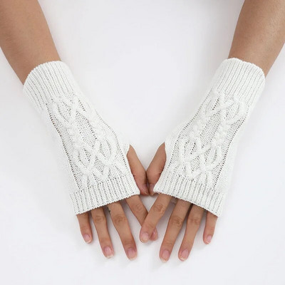 Zimske pletene jednobojne rukavice bez prstiju rastezljive rukavice s dodirnim zaslonom na pola prsta za vanjske vožnje biciklom za vožnju elastičnim rukavicama