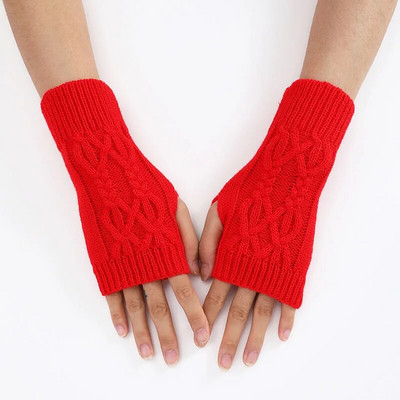 Zimske pletene jednobojne rukavice bez prstiju rastezljive rukavice s dodirnim zaslonom na pola prsta za vanjske vožnje biciklom za vožnju elastičnim rukavicama