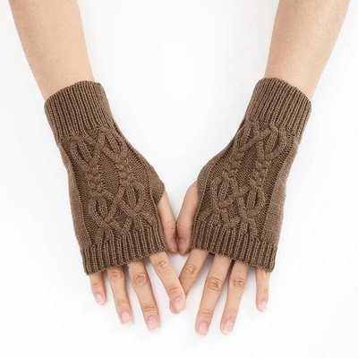 Zimske pletene jednobojne rukavice bez prstiju rastezljive rukavice s dodirnim zaslonom na pola prsta za vanjske vožnje biciklom za vožnju elastičnim rukavicama